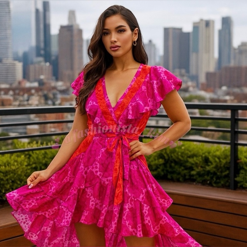 Pink festival dress Le superbe Aurora Flora Lil- Flirt Dress NEW Revolve brand